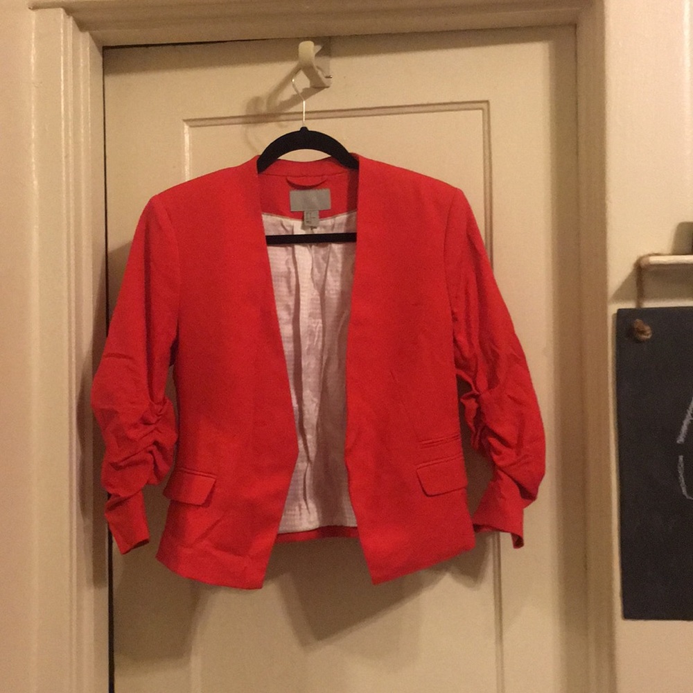 H&M Cherry Red Blazer w 3/4 Length Sleeves